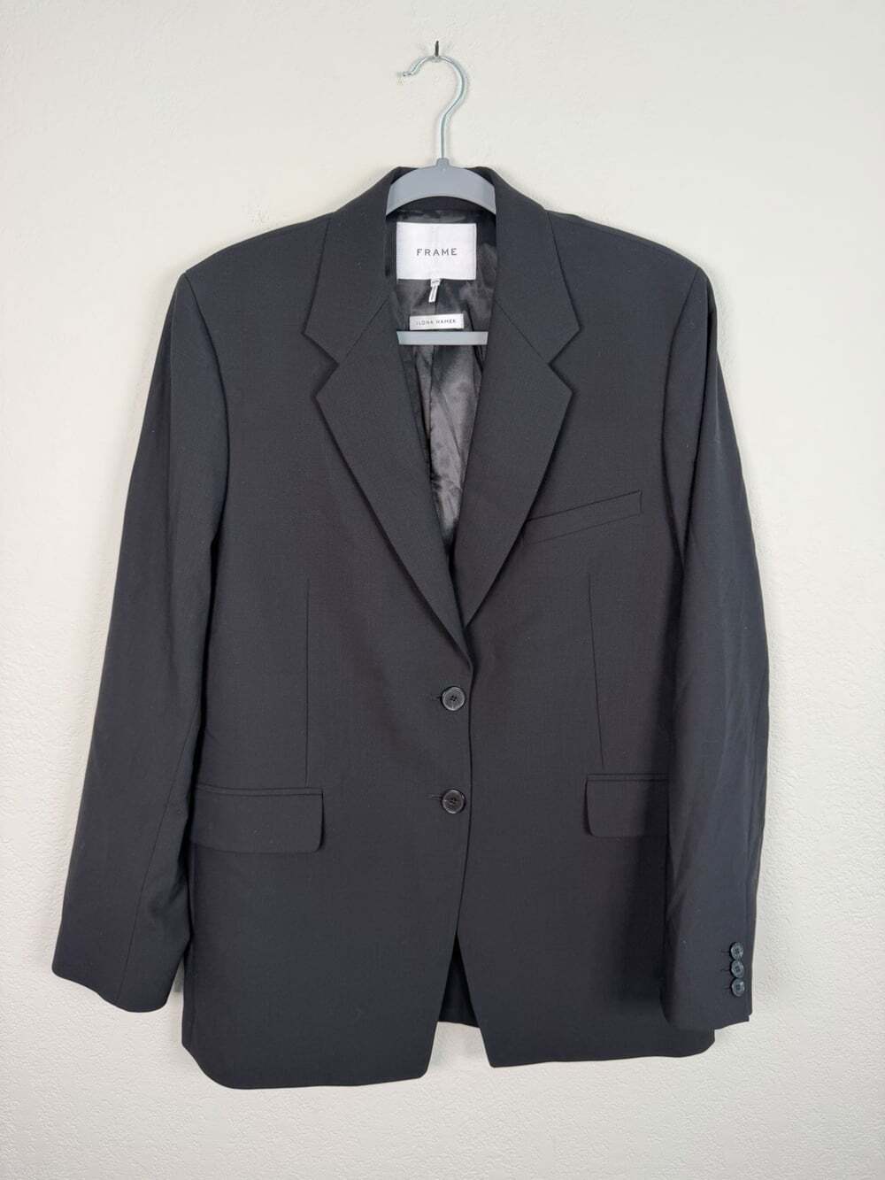 Frame x Ilona Hamer Black Blazer Women’s Size Medium Wool Blend Jacket Luxury